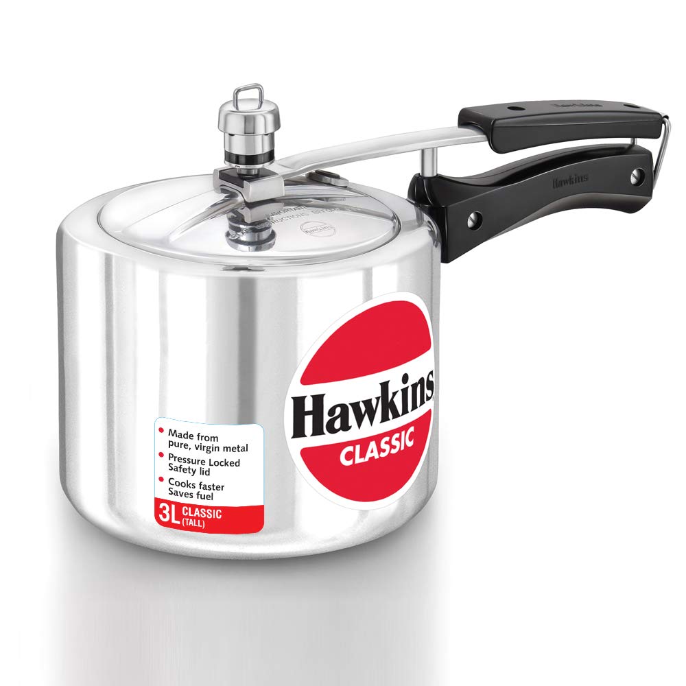 Hawkins Classic Aluminium Pressure Cooker, 3 Litres Taller Body, Silver طنجرة ضغط كلاسيكية من هاوكنز، مصنوعة من الالومنيوم، سعة 3 لتر Hawkins Classic Aluminium Pressure Cooker, 3 Litres Taller Body, Silver طنجرة ضغط كلاسيكية من هاوكنز، مصنوعة من الالومنيوم، سعة 3 لتر